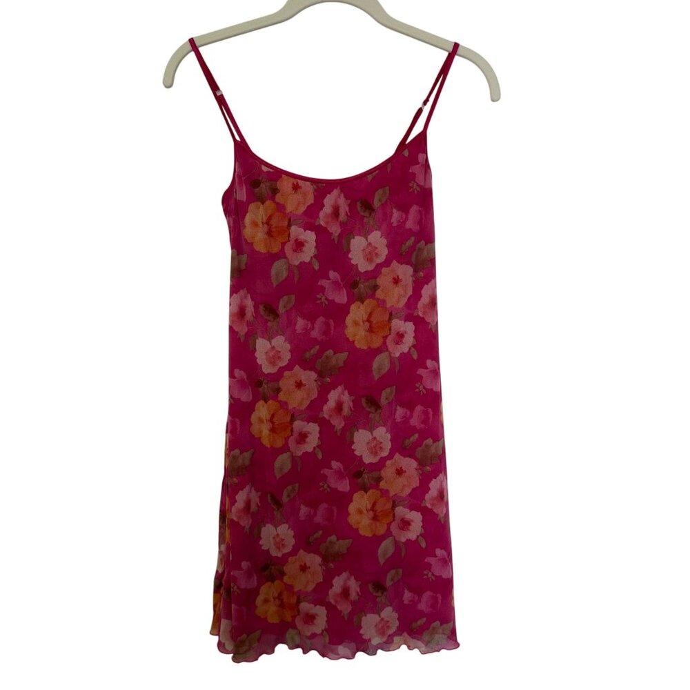 Cosabella Mesh Pink Floral Y2K Mini Slip Lingerie Size Small Made In Italy